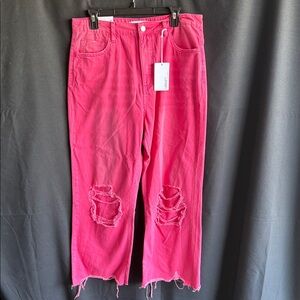 Cropped Distressed Pink Women's Jeans